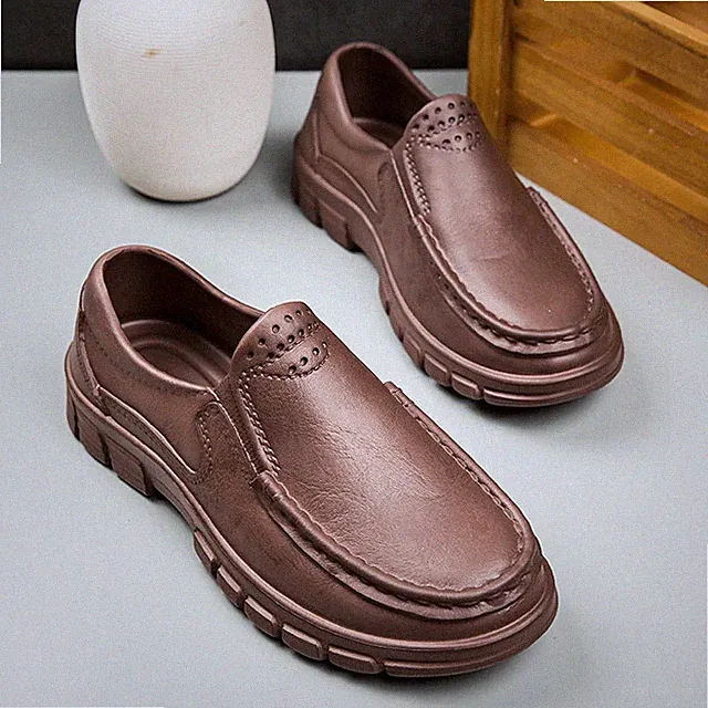 Mens Slip-On Shoes Flat Heel Thick Sole Sneakers Moccasins Eva Upper Waterproof