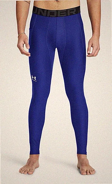Mens Under Armour Spandex Tights Compression Pants Medium Blue New Pocket