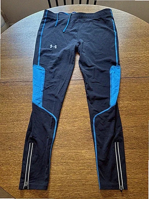 Mens Vintage Under Armour Tights Compression Pants Black Blue XL Heat Gear Y2k