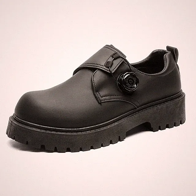 Mens Wide Round-Toe Derby Shoes Platform Casual Leather Boots Walking Sneakers