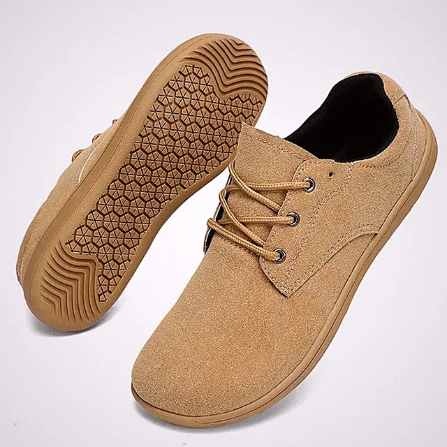 Mens Wide Toe Box Off-road Running Shoes Walking Cushioned Denim Boots Zero Drop