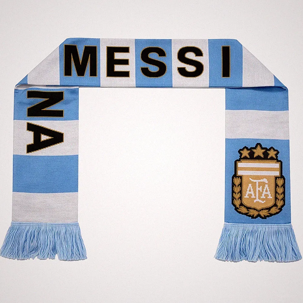 Messi #10 AFA Argentina Fringe Soccer Scarf Icon Sports Blue White Knit