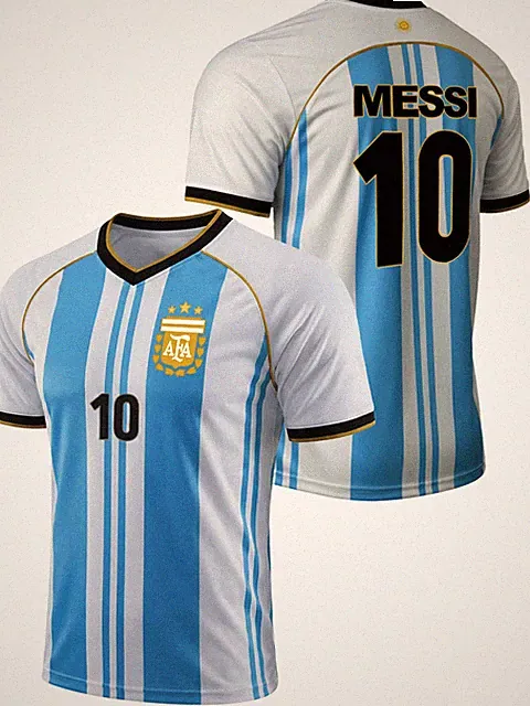 Messi #10 Argentina Jersey, Sky/White, 100% Polyester, YXS-XXL