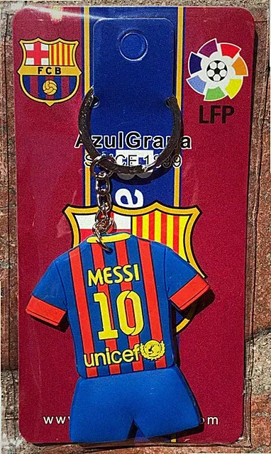 Messi Barcelona Soccer Jersey Key Chain #10 - Home Jersey PVC Rubber Key Chain