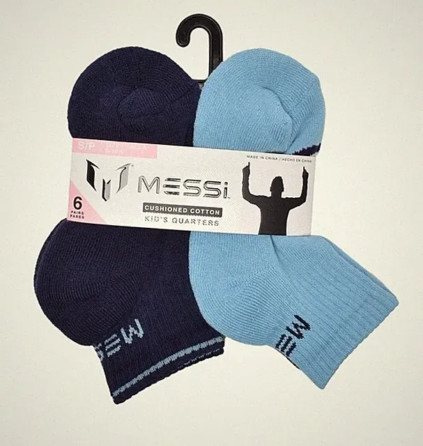 Messi Boys Quarter Socks, 6-Pack♡Size S(6-10)