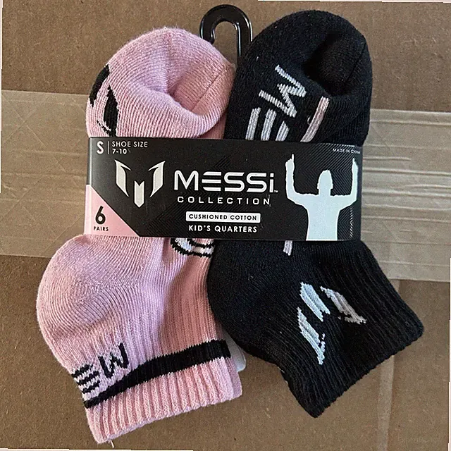 Messi Collection Kids Quarter Socks 6 Pairs Cushioned Cotton Size 7-10