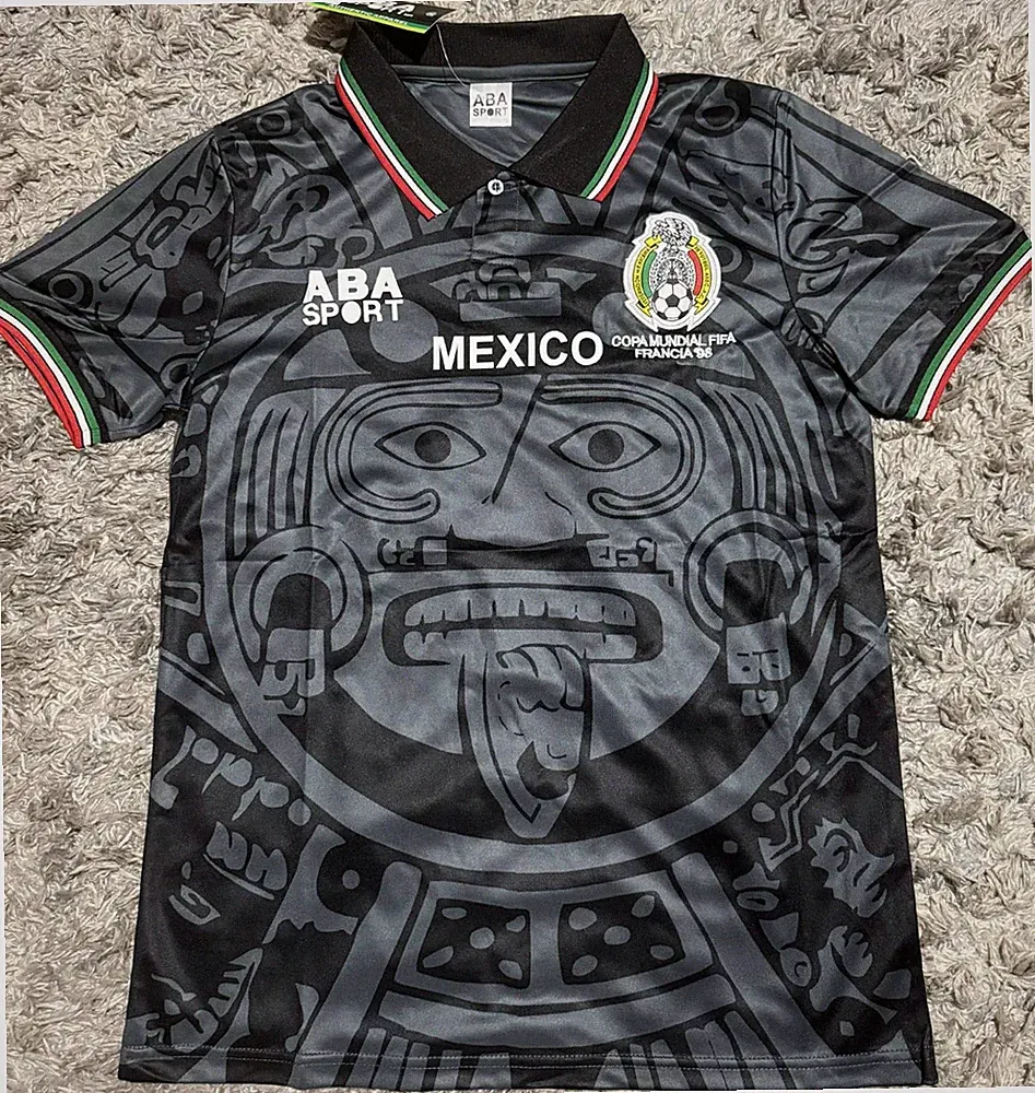 Mexico National Futbol Team 1998 Retro Black Soccer Jersey S-4X READ DRESCRIP...
