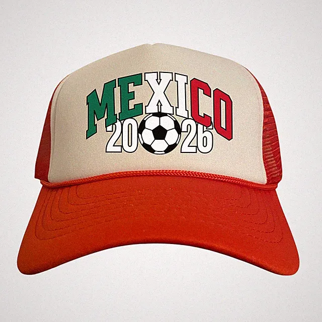 Mexico World Futbol 2026 Soccer Black White Trucker Hat Snapback
