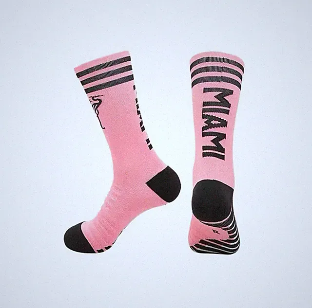 Miami Soccer Socks - Messi Socks - Youth Size 4-8 - Pink and Black