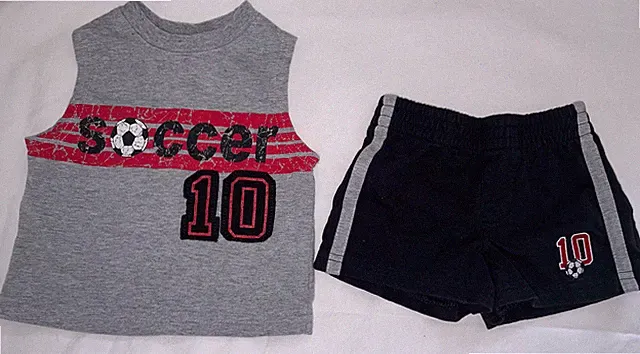 MINIWEAR Baby Boy Infant 2 Pc Soccer 10 Short Set Sz 3/6 Mos Cotton Outfit