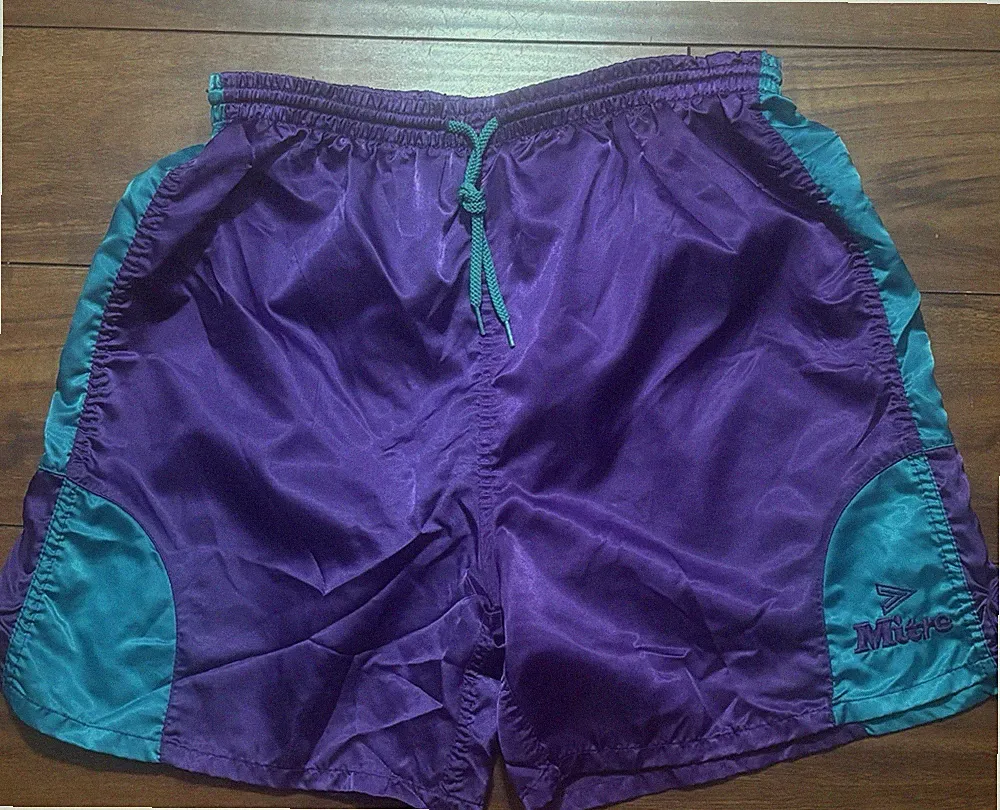 Mitre Vintage 90s Shorts Sz M Purple And Teal Soccer Basketbal