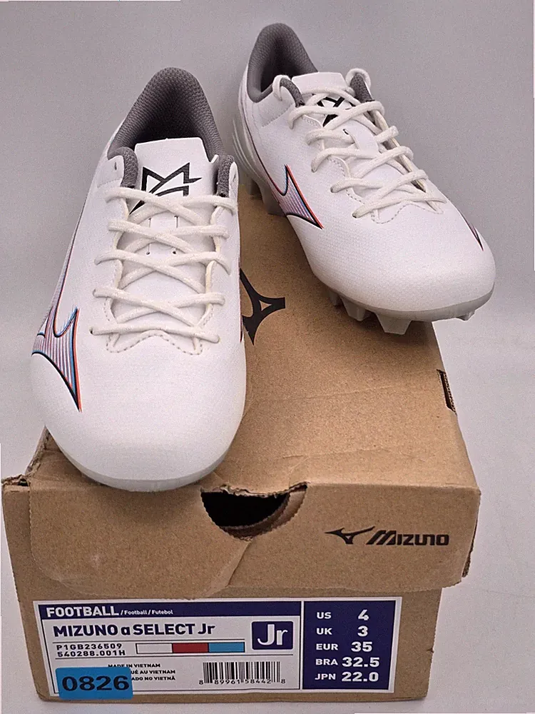 Mizuno a Select Junior Unisex Big Kids Soccer Shoe White Ignition Red Size 4