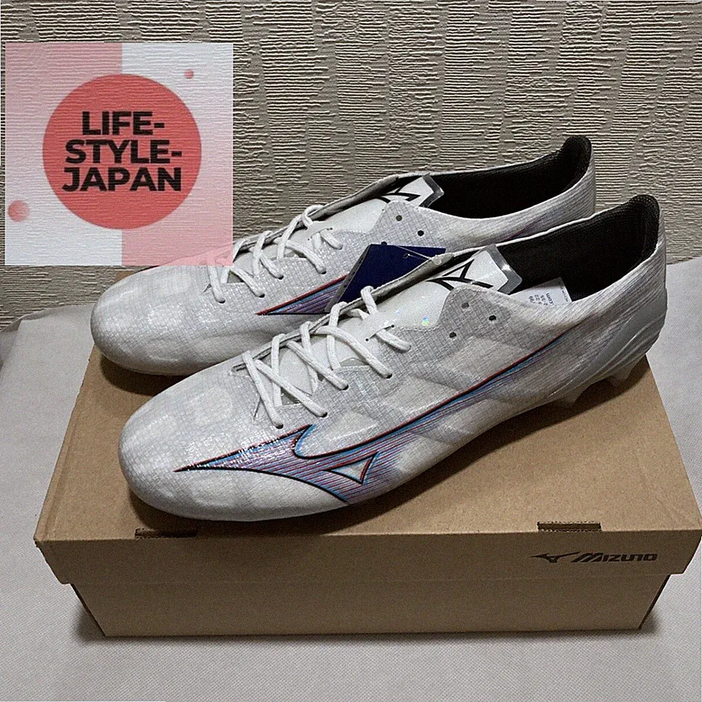 MIZUNO ALPHA ELITE P1GA236209 White Ignition Red Blue Men Soccer Cleats Shoes