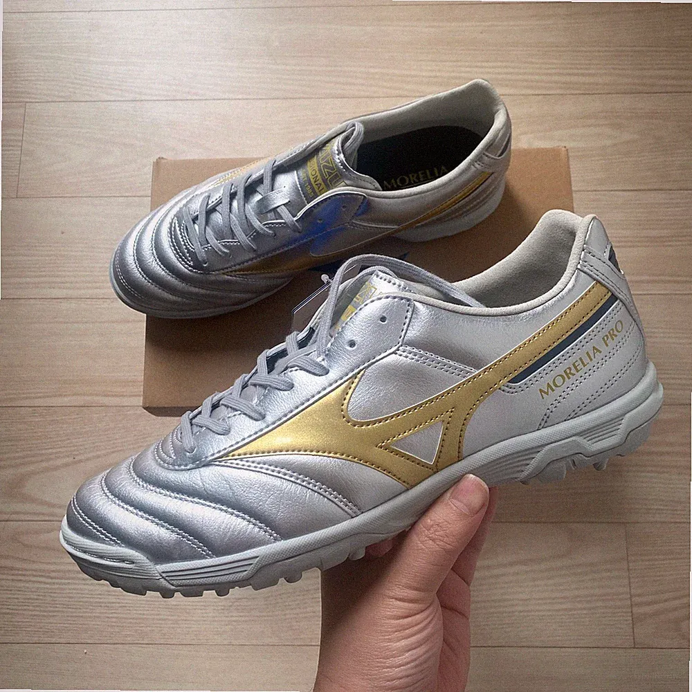 Mizuno Morelia II Pro AS Mens Turf Soccer Shoes Galaxy Silver Gold P1GD251404