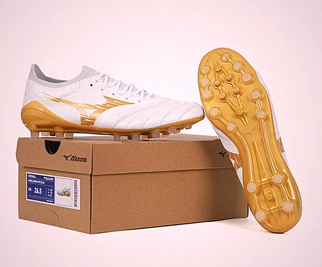 Mizuno Morelia Neo 4 Beta Elite AG Mens Soccer Cleats White Gold P1GA2643-50