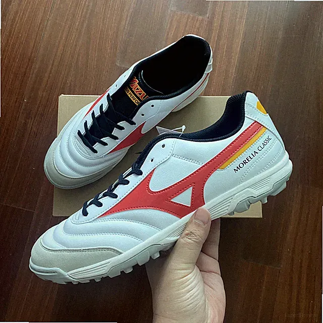 Mizuno Morelia Sala Classic Mens Turf Soccer Shoes Wide (2E) White Red Citrus