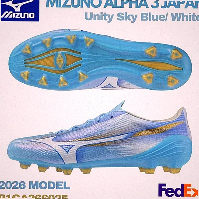 MIZUNO Soccer Cleats MIZUNO ALPHA 3 JAPAN Unity Sky Blue/ White P1GA266025 2026