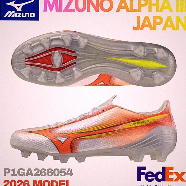 MIZUNO Soccer Cleats MIZUNO ALPHA 3 JAPAN White/Orange/Yellow P1GA266054 2026