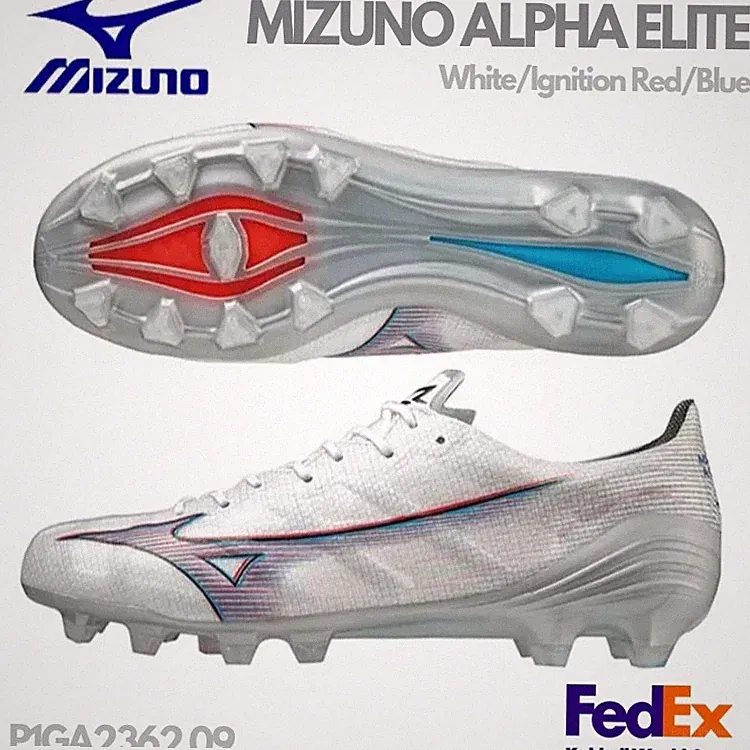 MIZUNO Soccer Cleats Mizuno Alpha ELITE P1GA2362 09 White/Ignition Red/Blue NEW