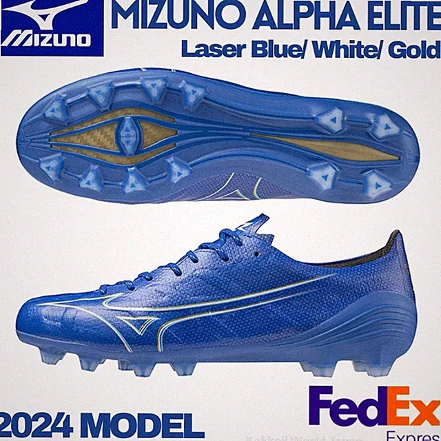 MIZUNO Soccer Cleats Mizuno Alpha ELITE P1GA246227 Laser Blue/ White/ Gold 2024