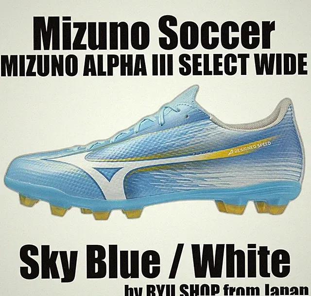 Mizuno Soccer Cleats MIZUNO ALPHA III SELECT WIDE P1GA266525 Sky Blue / White