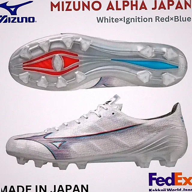 MIZUNO Soccer Cleats Mizuno Alpha JAPAN P1GA236009 White/Ignition Red/Blue NEW!