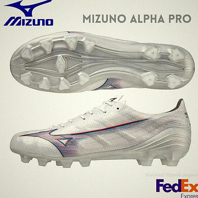 MIZUNO Soccer Cleats Mizuno Alpha PRO P1GA236409 White/Ignition Red/Blue NEW!