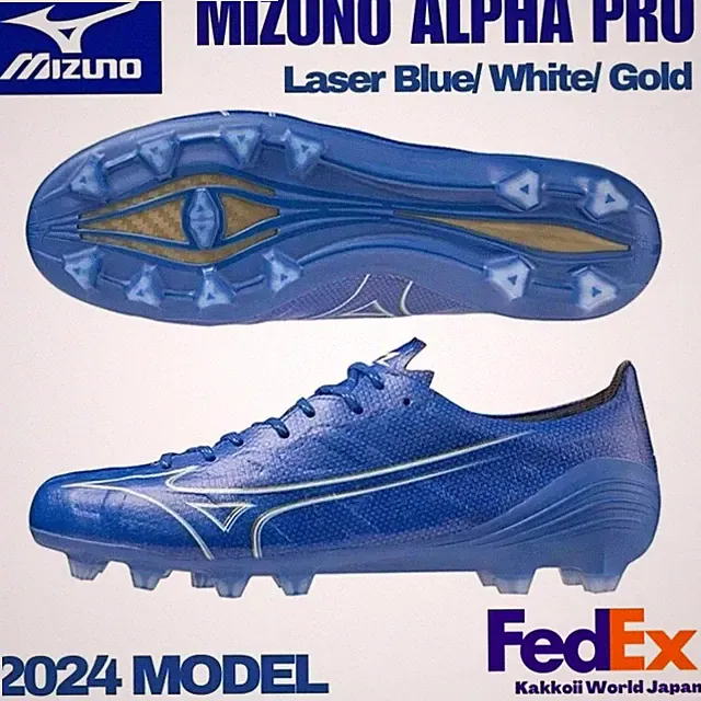 MIZUNO Soccer Cleats MIZUNO ALPHA PRO P1GA246427 Laser Blue/ White/ Gold 2024