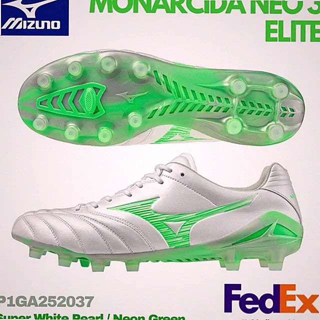 MIZUNO Soccer Cleats MONARCIDA NEO 3 ELITE P1GA252037 S. White Pearl/Neon Green