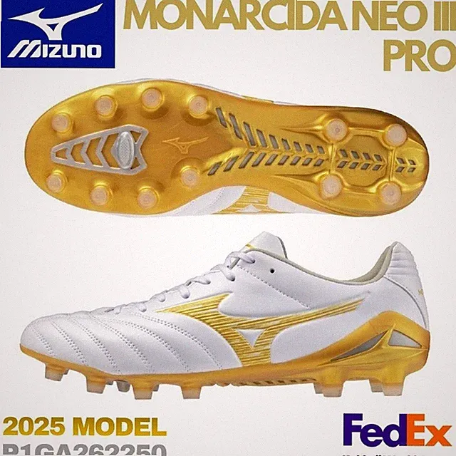 MIZUNO Soccer Cleats MONARCIDA NEO 3 PRO White/Gold P1GA262250 2025 NEW