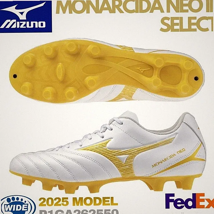Mizuno Soccer Cleats MONARCIDA NEO 3 SELECT White/Gold P1GA262550 WIDE 2025 NEW