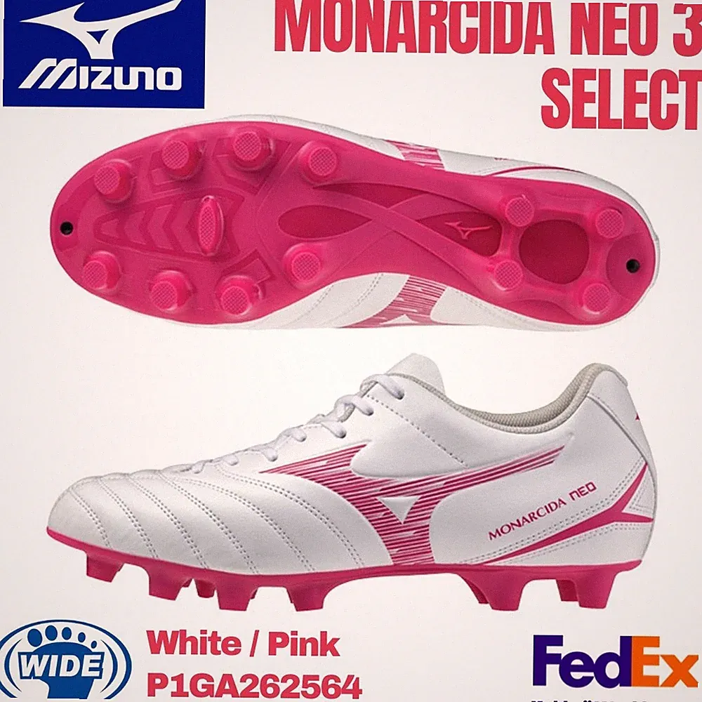 Mizuno Soccer Cleats MONARCIDA NEO 3 SELECT White/Pink P1GA262564 WIDE 2026 NEW