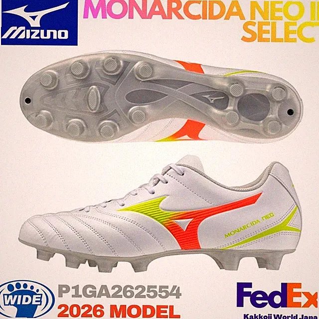Mizuno Soccer Cleats MONARCIDA NEO 3 SELECT White/Yellow P1GA262554 WIDE 2026