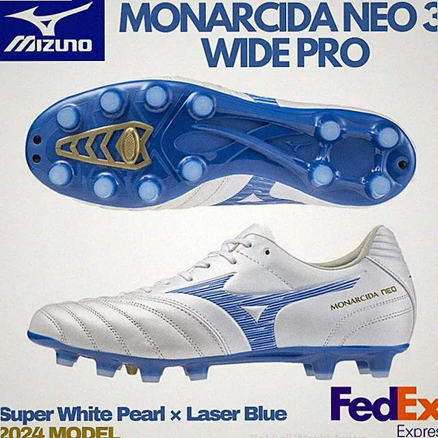 MIZUNO Soccer Cleats MONARCIDA NEO 3 WIDE PRO P1GA242325 S. White Pearl/Blue NEW