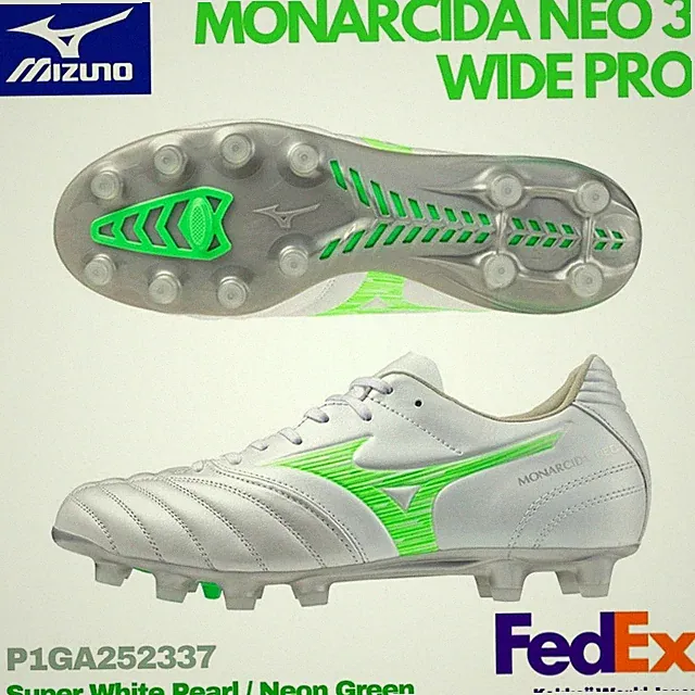 MIZUNO Soccer Cleats MONARCIDA NEO 3 WIDE PRO P1GA2523 37 White/Neon Green NEW!