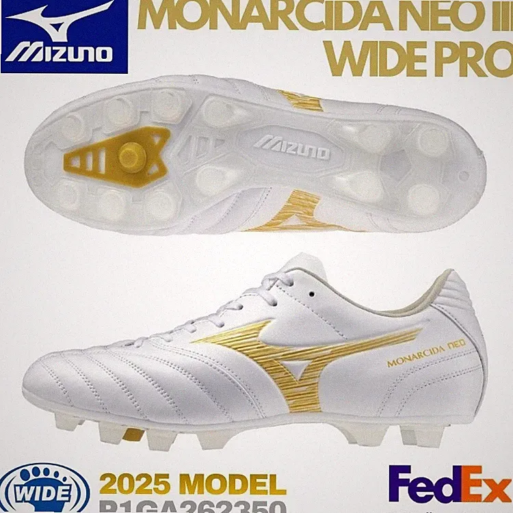 MIZUNO Soccer Cleats MONARCIDA NEO 3 WIDE PRO P1GA262350 White/ Gold 2025 NEW