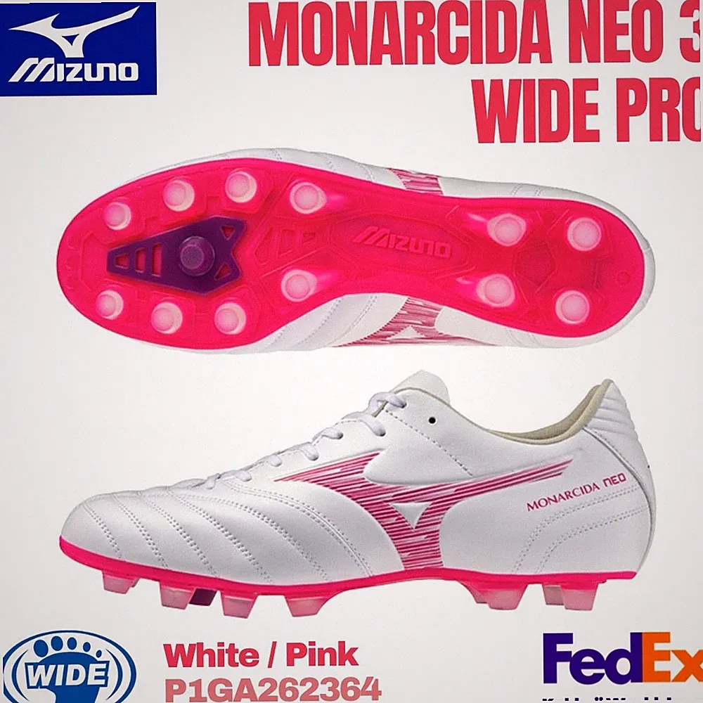 MIZUNO Soccer Cleats MONARCIDA NEO 3 WIDE PRO P1GA262364 White/ Pink 2026 NEW