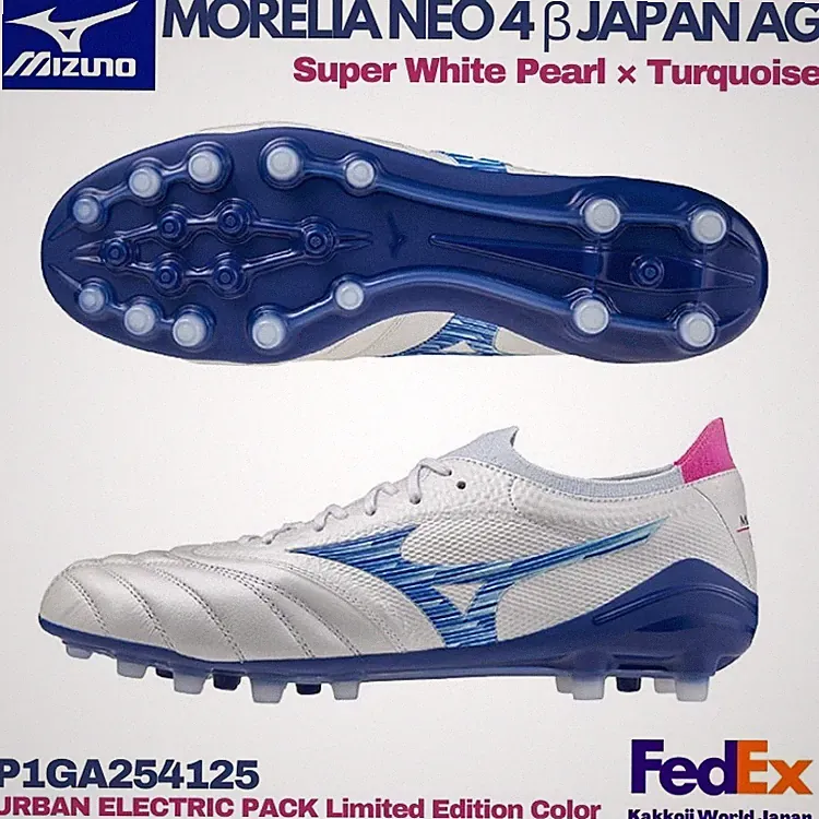 MIZUNO Soccer Cleats MORELIA NEO 4 β JAPAN AG White Pearl/Turquoise P1GA254125