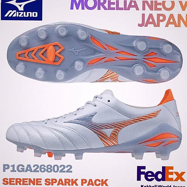Mizuno Soccer Cleats MORELIA NEO 5 JAPAN Blue/Orange P1GA268022 SERENE SPARK