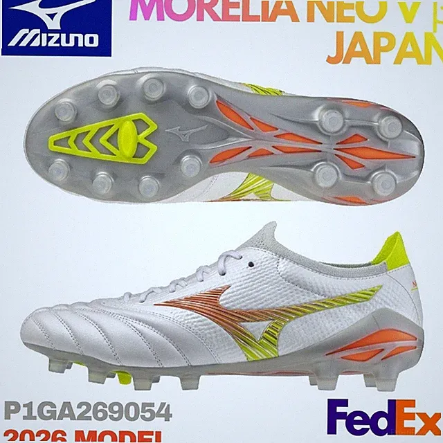 MIZUNO Soccer Cleats MORELIA NEO 5 β JAPAN White Pearl/Orange/Yellow P1GA269054