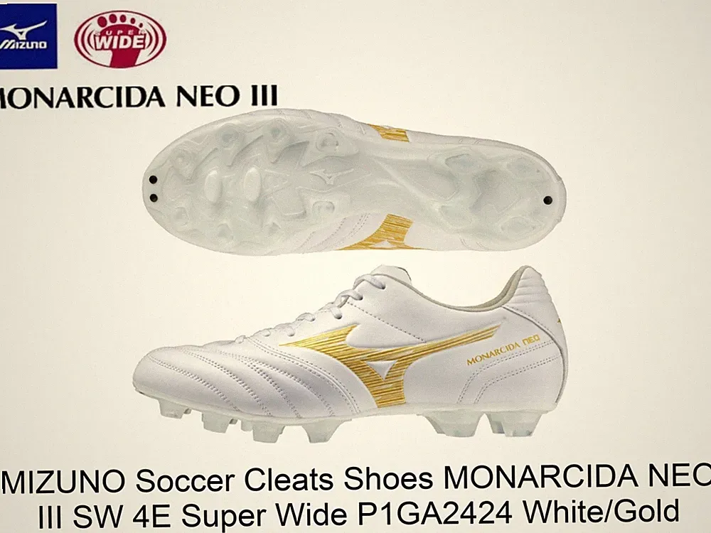 MIZUNO Soccer Cleats Shoes MONARCIDA NEO III SW 4E Super Wide P1GA2424 Gold