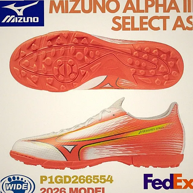 Mizuno Soccer Shoes MIZUNO ALPHA 3 SELECT AS White/Orange P1GD266554 2026 NEW