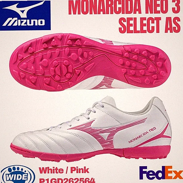 Mizuno Soccer Shoes MONARCIDA NEO 3 SELECT AS White/Pink P1GD262564 WIDE NEW