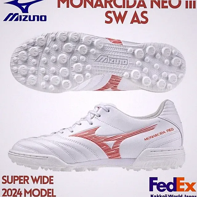 Mizuno Soccer Turf Shoes MONARCIDA NEO 3 SW AS P1GD242460 Super Wide White/Red