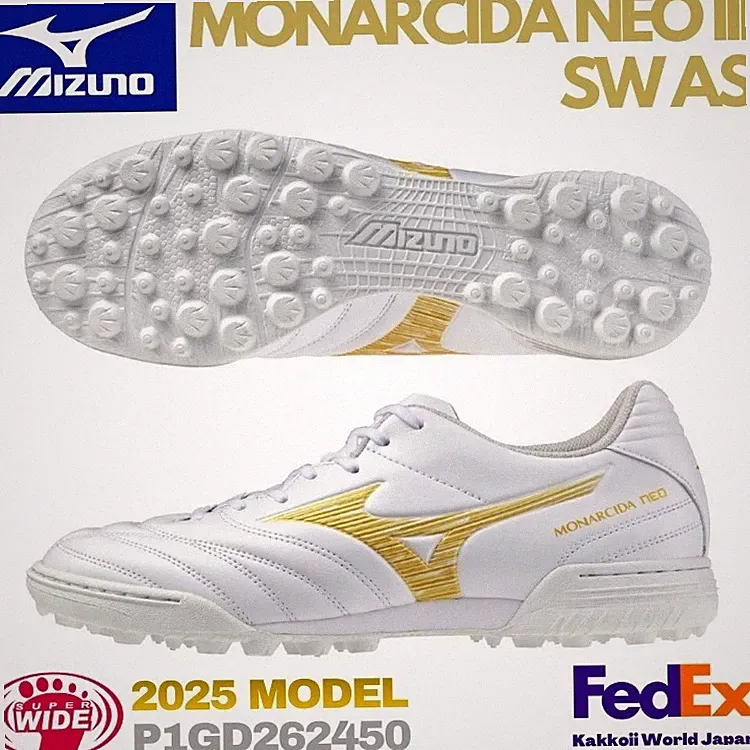 Mizuno Soccer Turf Shoes MONARCIDA NEO 3 SW AS White/Gold P1GD262450 Super Wide
