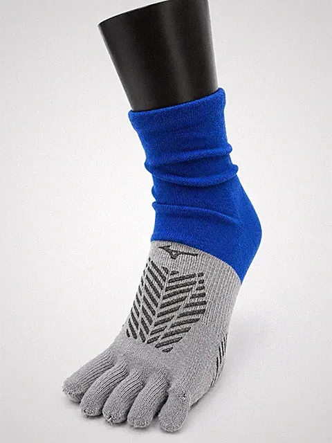 Mizuno Zero Glide 5 Toe Grip Socks Blue Gray US9-11 Soccer Football Anti Slip