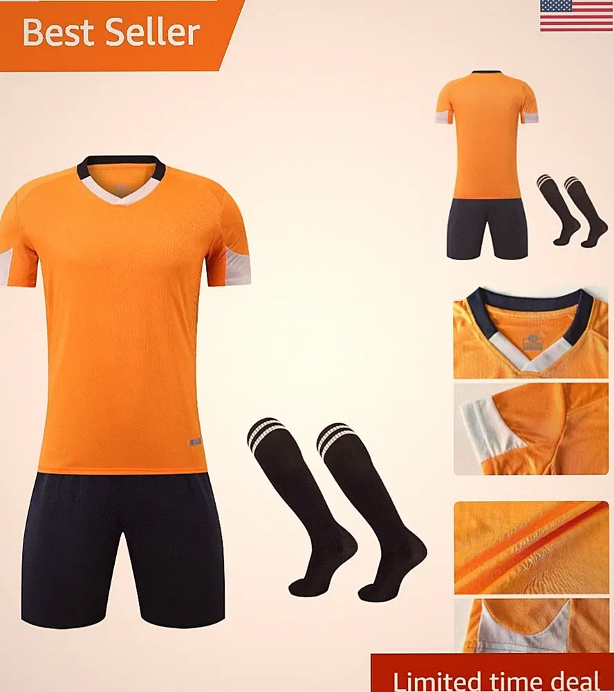 Moisture-Wicking Soccer Ensemble for Boys - Jersey, Shorts, Socks (Ages 10-12)