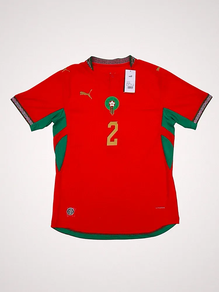 Morocco 2026 World Cup Hakimi #2 Soccer Jersey Red Green Size M