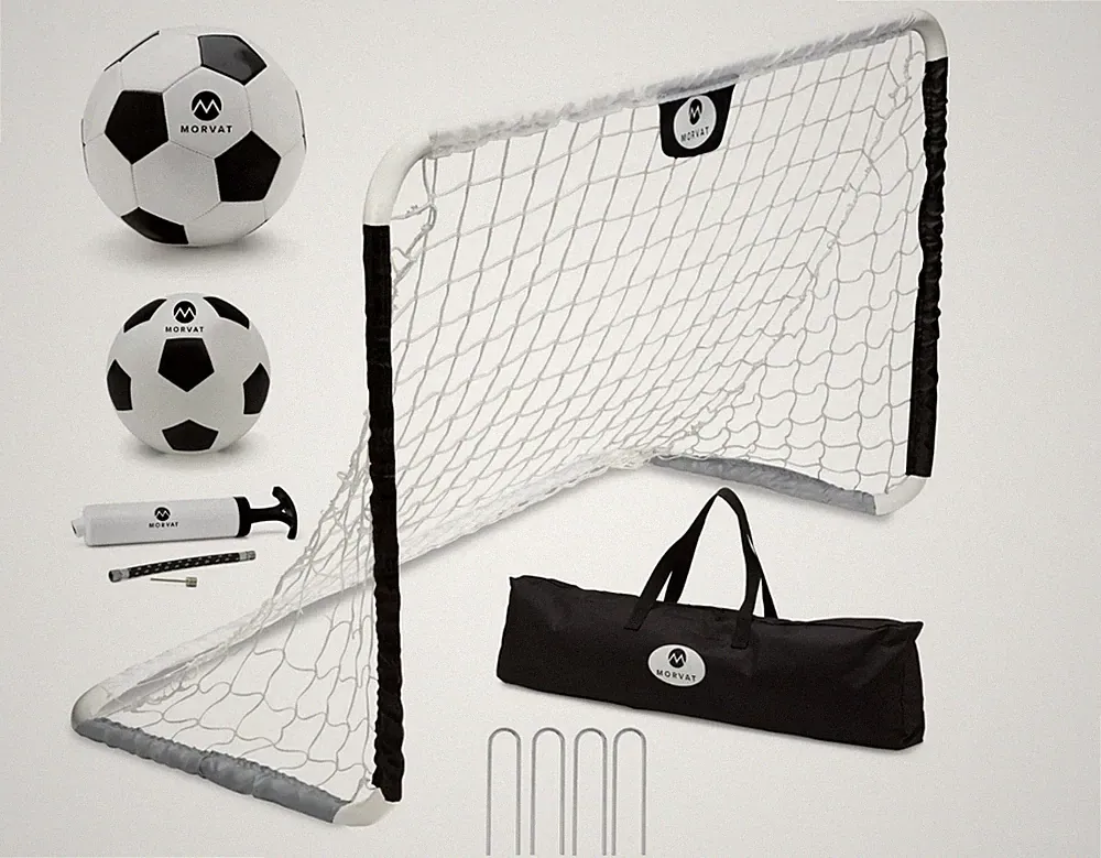 Morvat Black & White Soccer Goal Net Set for Kids, Indoors & Outdoors