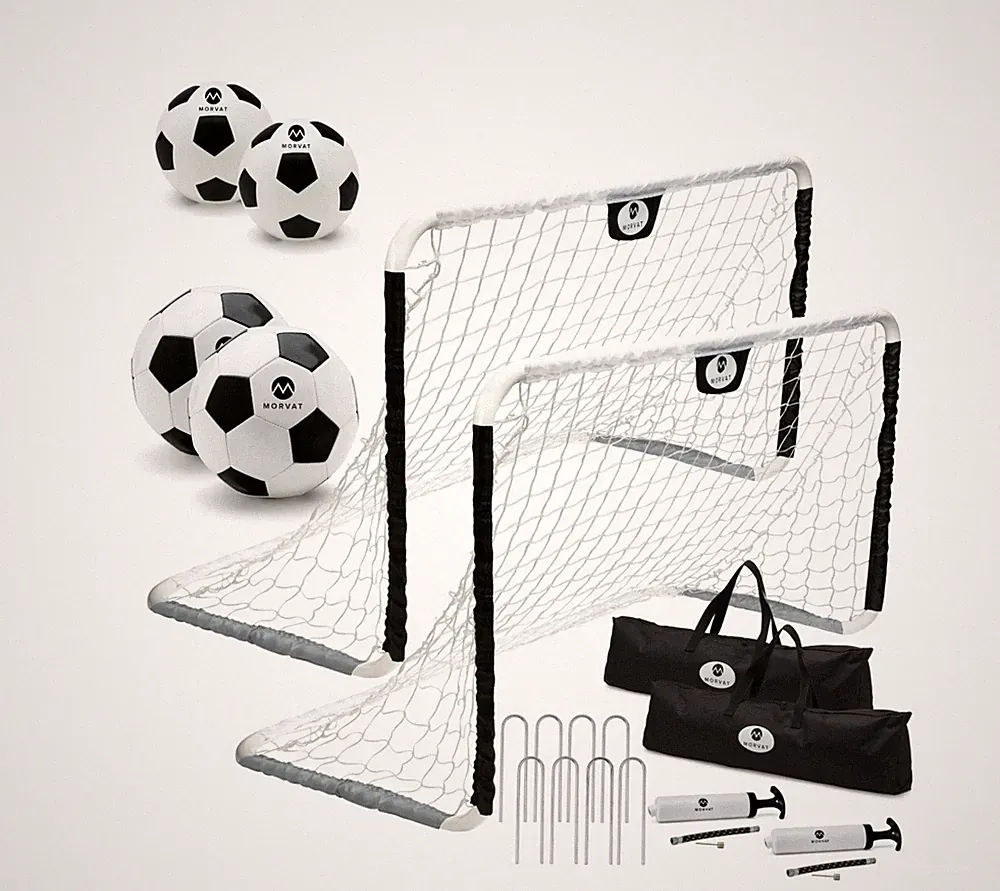 Morvat Black & White Soccer Goal Net Set for Kids, Indoors & Outdoors, 2 Pack